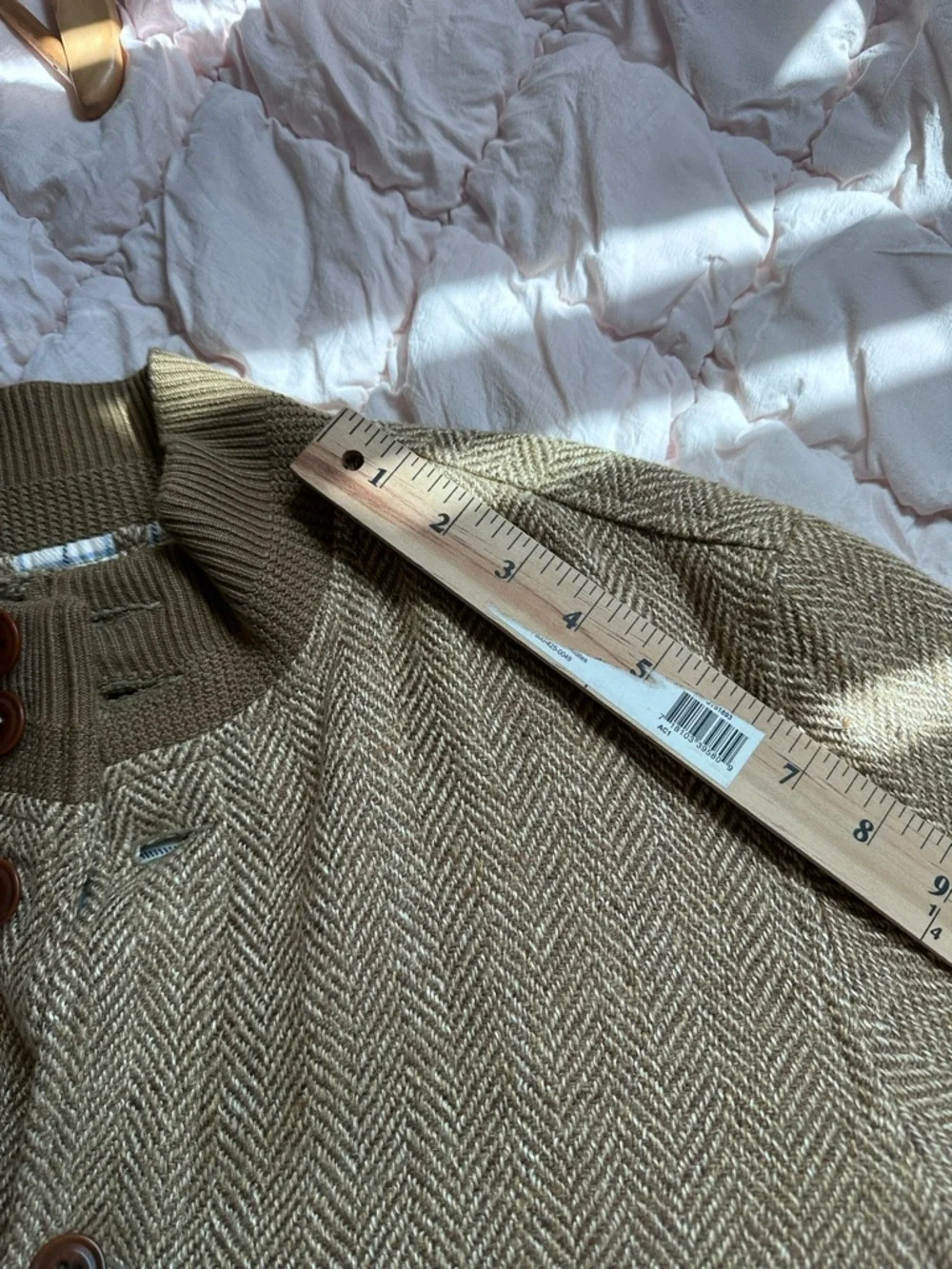 Polo Ralph Lauren Tweed Bomber Jacket Tan Brown Linen Blend Herringbone Men’s M - Picture 6 of 7